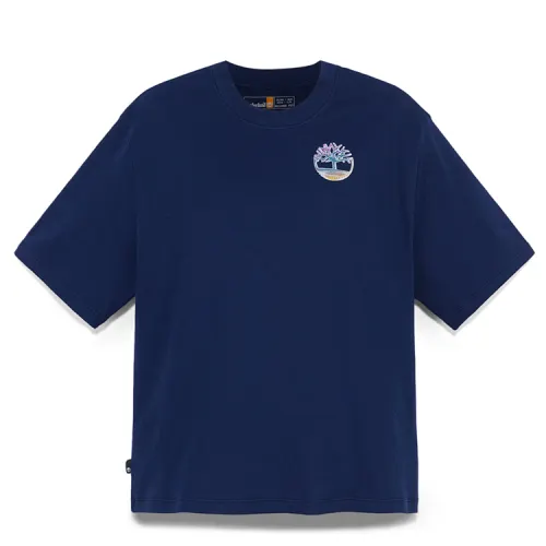 Timberland Drop Shoulder Sleeve T Shirt Women's Marine Blue