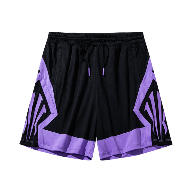 Anta Anta Kyrie Irving series color-blocked mid-waist lace-up comfortable and versatile breathable straight basketball pants for men and women, basic black