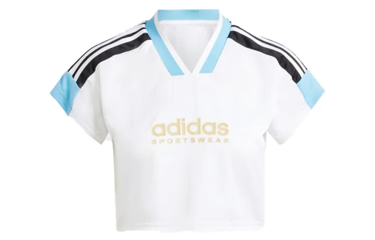 Adidas Crop Tops Women's White V-neck Moderate