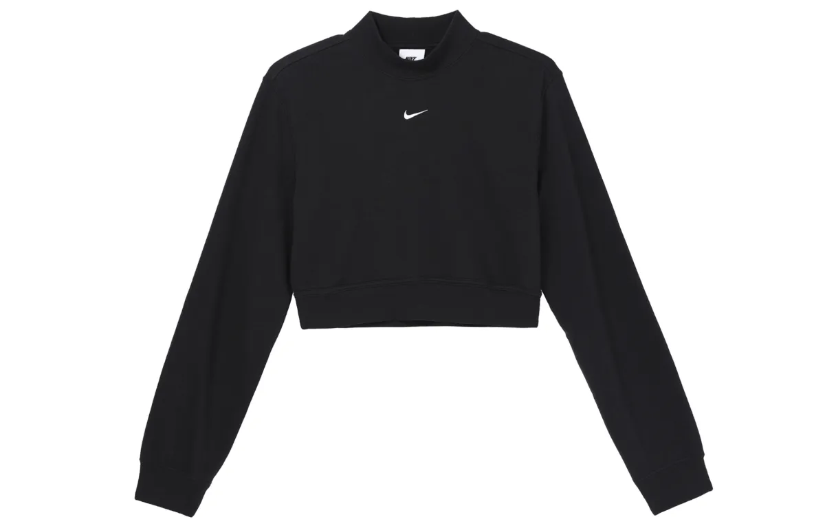Nike Crop Tops Women's Black Half-Turtleneck Moderate