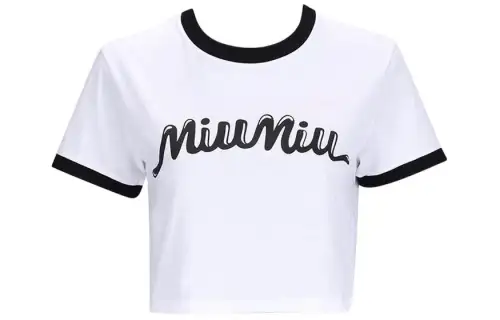 MIU MIU Logo Women's Cropped T-shirt Whirt