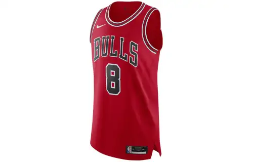 Nike Alphanumeric print color-blocked round-neck basketball jersey Player version Chicago Bulls Away Zach Lavender No. 8 Men and women Red