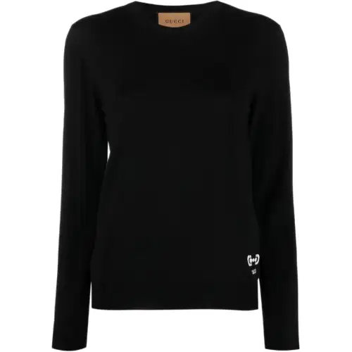 embroidered-logo crew-neck jumper
