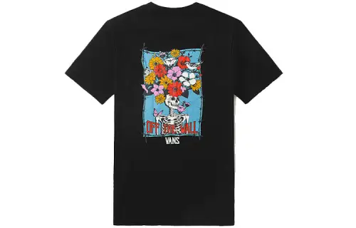 Vans T Shirts Women's Black Crew Neck Moderate Straight Fit
