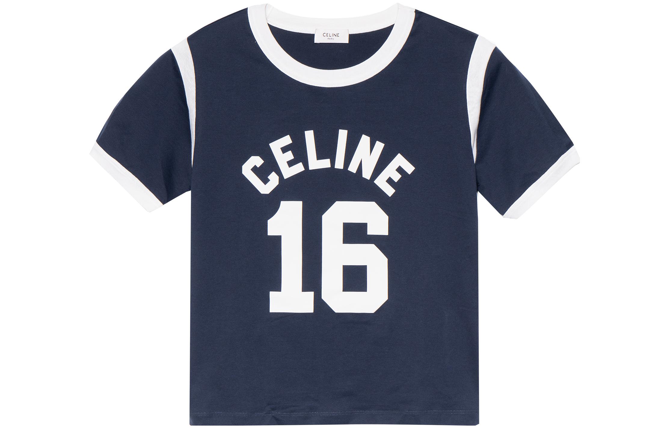 Женская футболка CELINE logo (синяя)