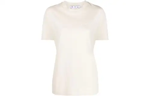 OFF WHITE SS22 T Shirts Women's Ecru Crew Neck Moderate Straight Fit