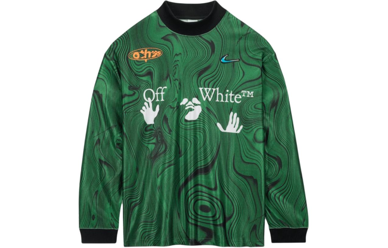 Nike Nike x Off-White™ Co-branded Series FW23 Logo Pattern Long Sleeve Football Jersey Asian Version Men and Women Green