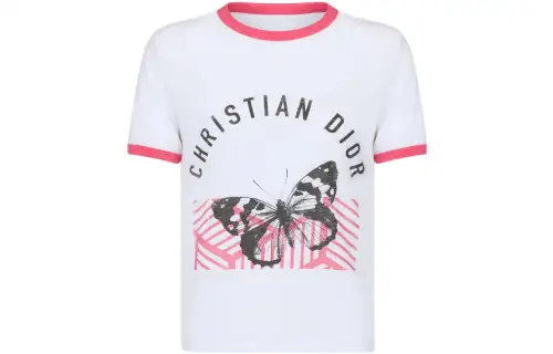 DIOR Quarterly New Products T Shirts Women's White Crew Neck Moderate Straight Fit