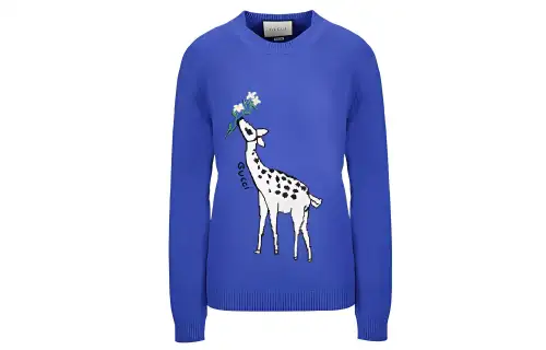 GUCCI Sweaters Women's Royal Blue Crew Neck Moderate Other