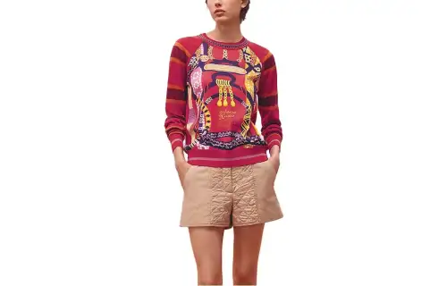 HERMES Sweaters Women's Red Crew Neck Moderate Other