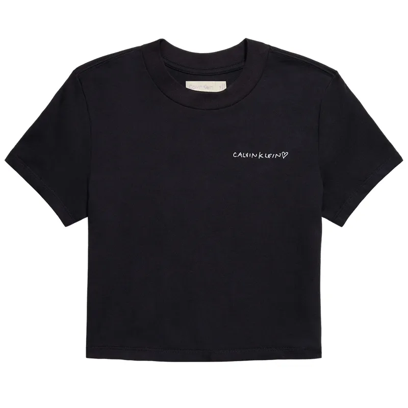 CALVIN KLEIN JENNIE T Shirt Crop Top Women's Space Black