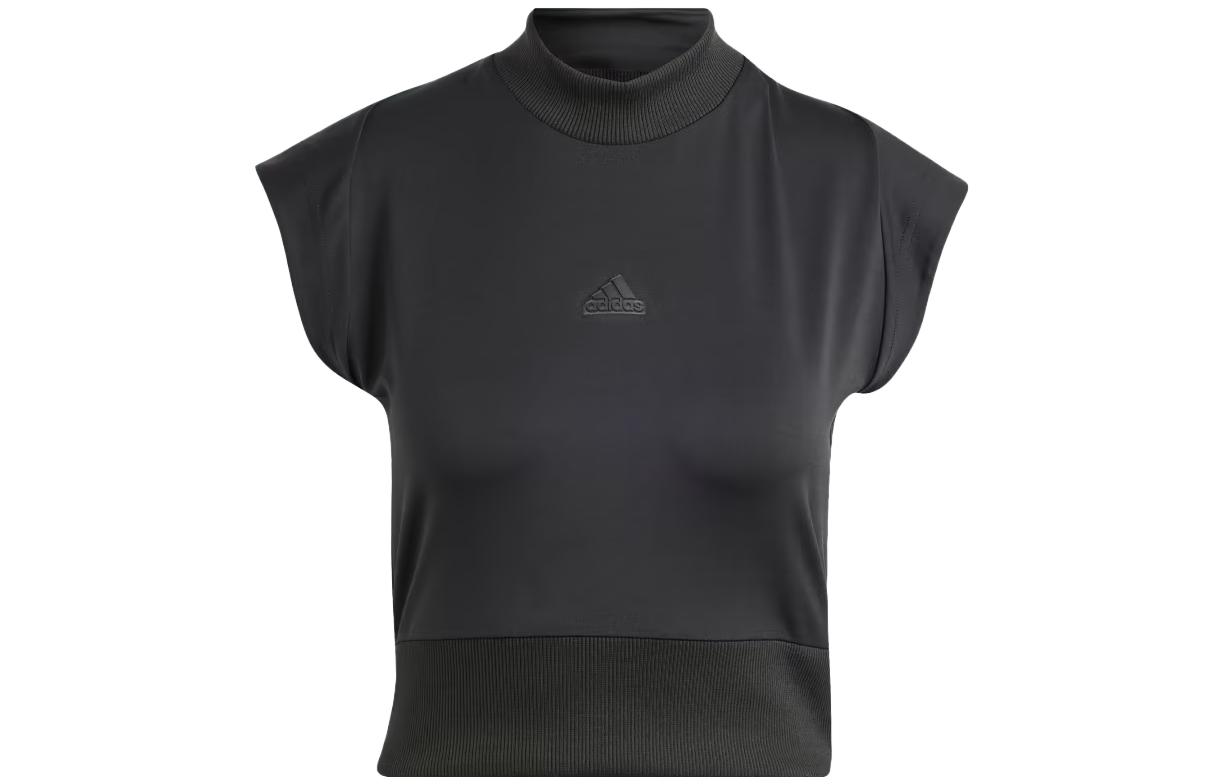 Adidas Z.N.E Crop Tops Women's Black Crew Neck Moderate