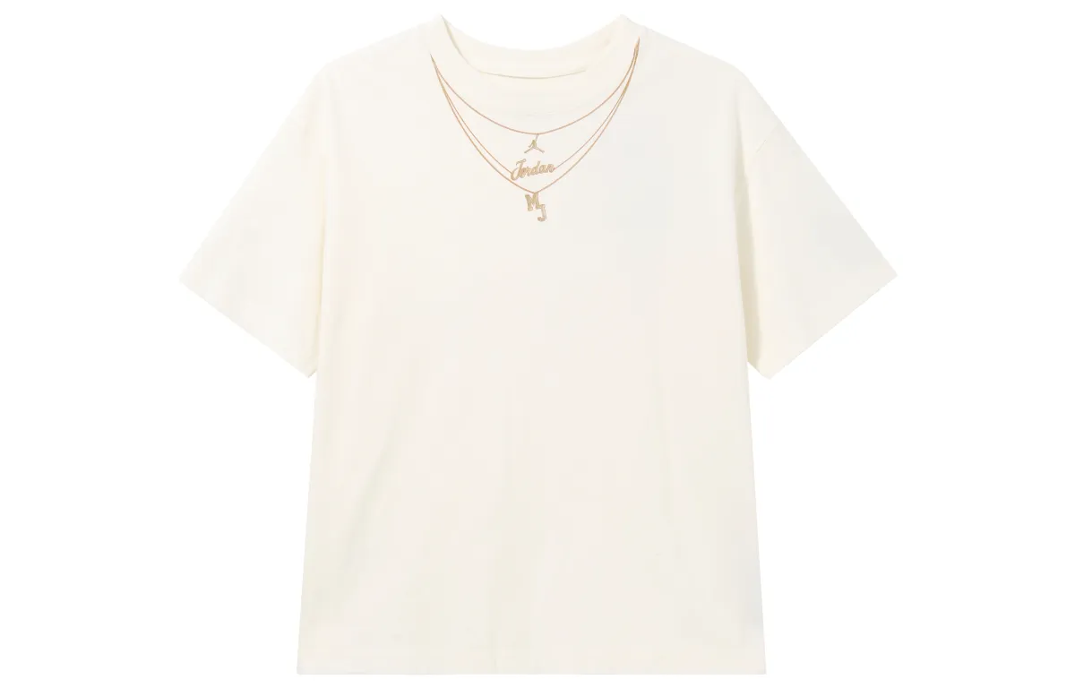 Jordan T-Shirts Women's Beige Crew Neck Moderate Straight Fit
