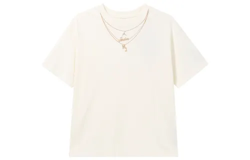 Jordan T Shirts Women's Beige Crew Neck Moderate Straight Fit
