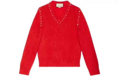 GUCCI Women's Mohair With Studs Sweater Red
