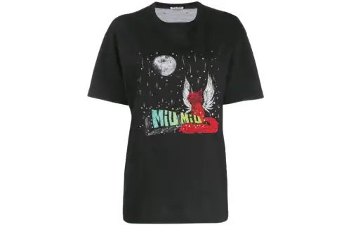 MIU MIU T Shirts Women's Black Crew Neck Moderate