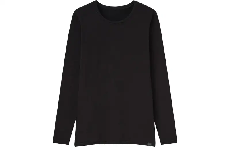 UNIQLO T Shirts Women's Black Crew Neck Thickened And Fleece Lined Other