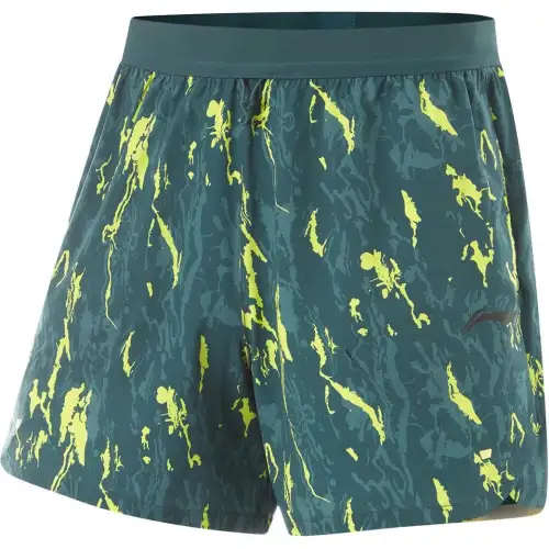 Li Ning Fitness Series Sports Shorts Men's Cloud Emerald Green All Over Print