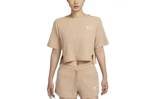 Nike Drop Shoulder Sleeve T Shirt Women's Khaki