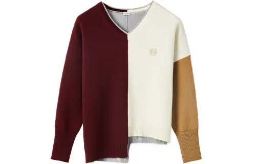 LOEWE Anagram Asymmetric Sweater 'Brandy/Burgundy/Cream'