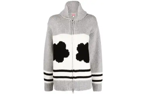 KENZO Sweaters Women's Gray Stand Collar Moderate Other
