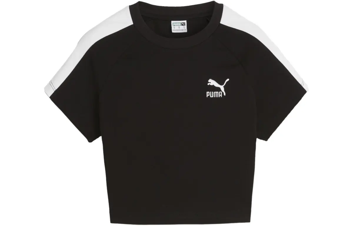 PUMA T7 T-Shirts Women's Black Crew Neck Moderate Other