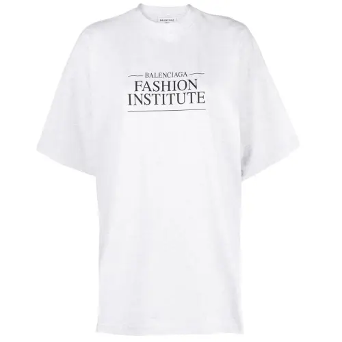Balenciaga T Shirt Women's Gray White Loose Fit