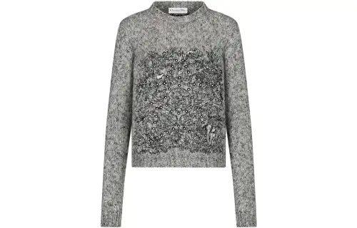 DIOR Sweaters Women's Gray Crew Neck Moderate Other