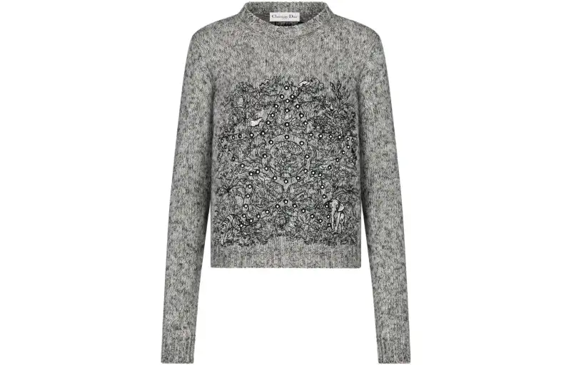 DIOR Sweaters Women's Gray Crew Neck Moderate Other