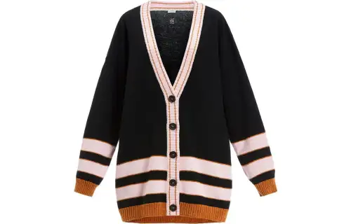 LOEWE Sweaters Women's Black V Neck Moderate Cardigan