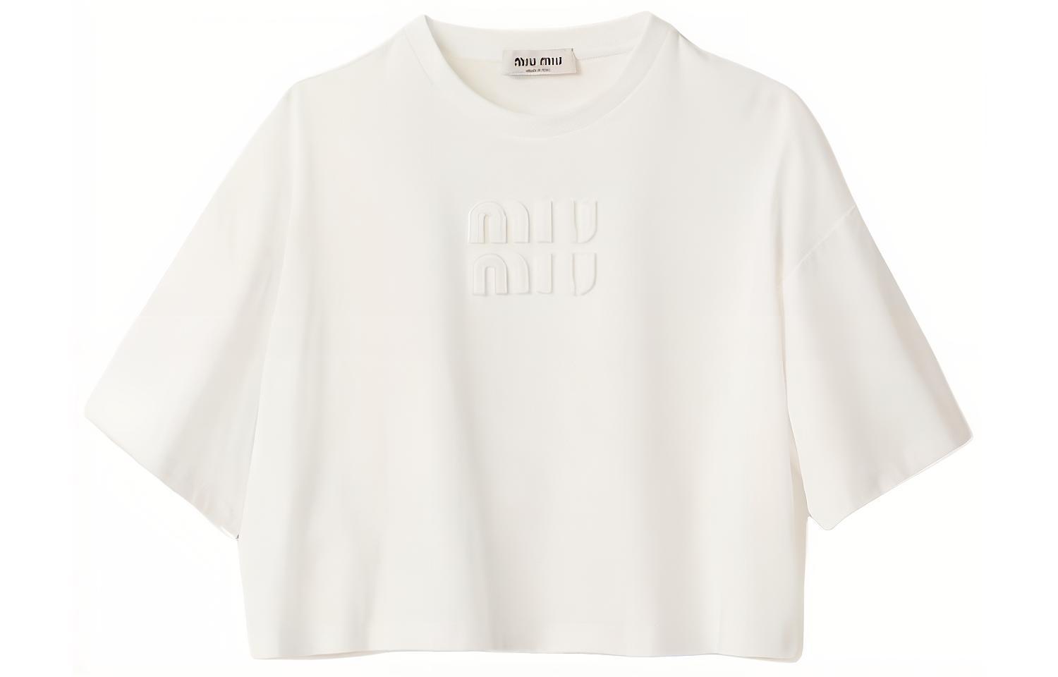 Женская футболка MIU MIU MIU MIU SS23 Logo (белая)