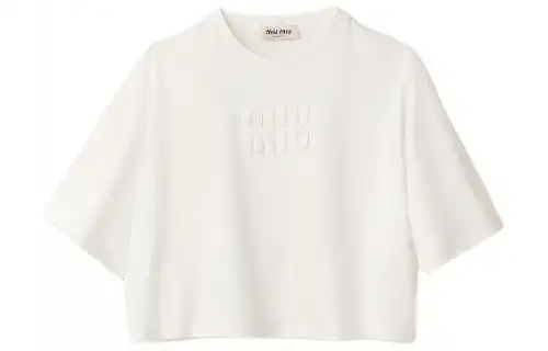 MIU MIU Embroidered logo Cotton T shirt