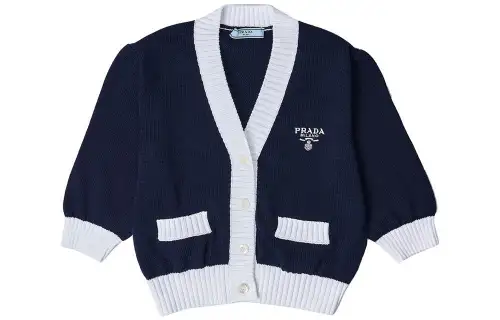 PRADA Sweaters Women's Navy V Neck Moderate Other