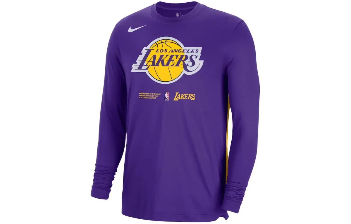 Nike Nba Los Angeles Lakers Dri Fit Loose Fit L/S T shirt