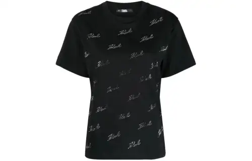 【Previous Season】rhinestone-embellished organic-cotton T-shirt