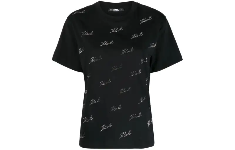 【Previous Season】rhinestone-embellished organic-cotton T-shirt
