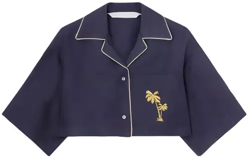 Palm Angels embroidered cropped bowling shirt