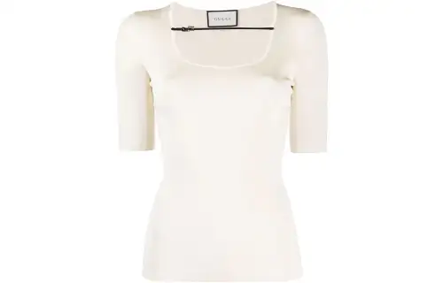 【Previous Season】buckle-strap ribbed T-shirt