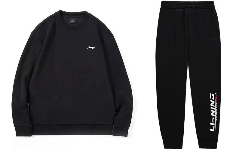 Li Ning Sweatshirt Set Men's Black+Black