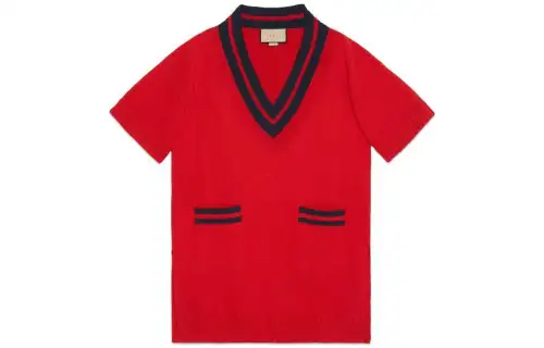 GUCCI Sweaters Women's Red V Neck Moderate Other