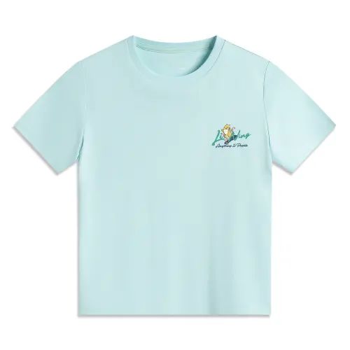 Li Ning Sports Life Collection T Shirt Women's Light Ice Blue