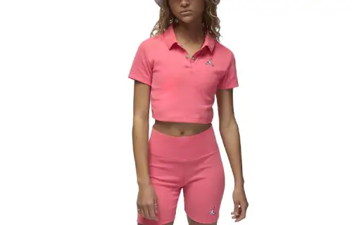 Jordan Crop Tops Women's Ocean Coral Lapel Moderate