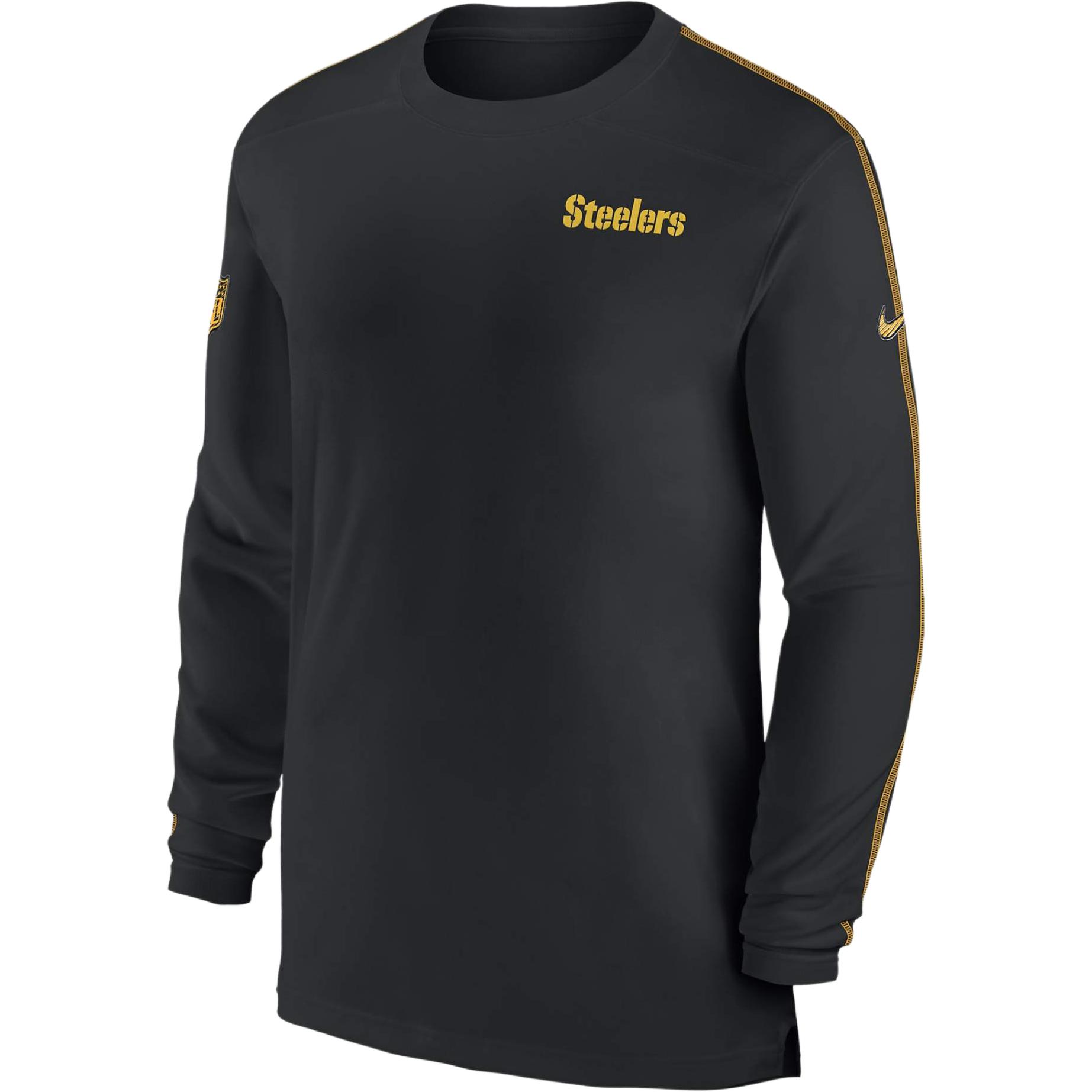 Nike Dri-Fit Dri-FIT Pittsburgh Steelers Line Coach Comfortable Round Neck Pullover Long Sleeve Football Jersey Men's Black