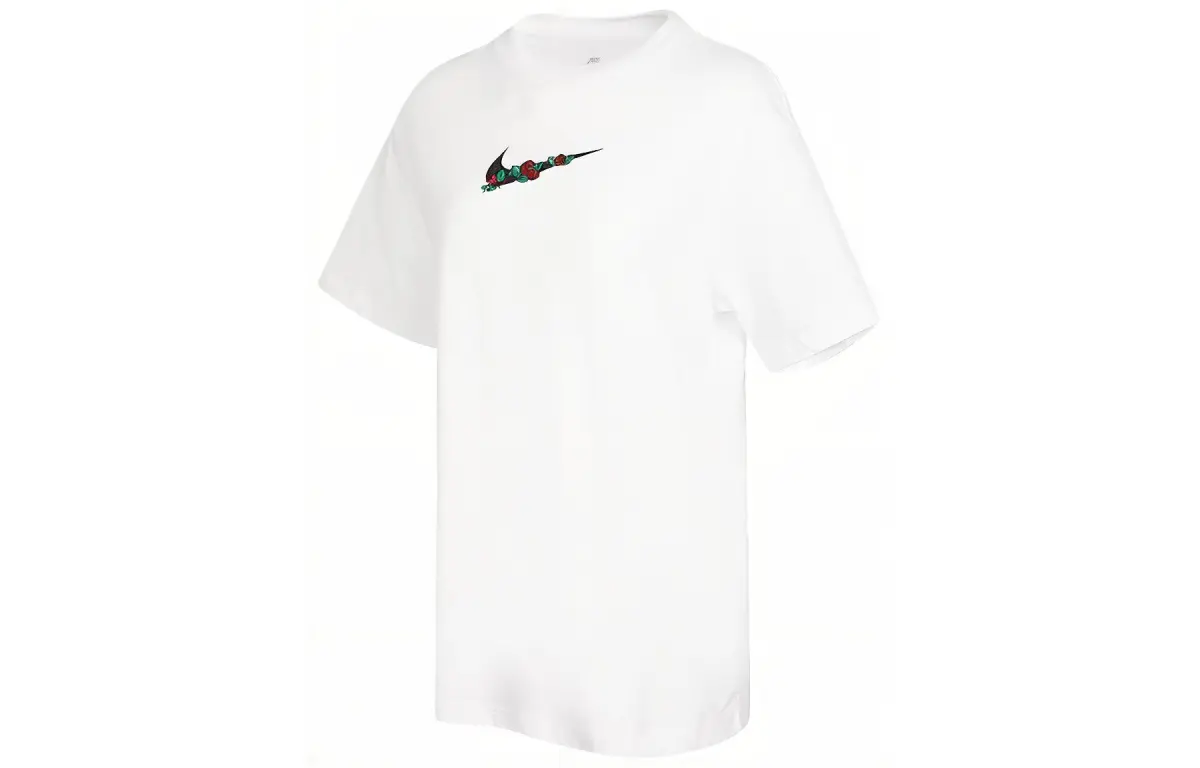 Nike T-Shirts Women's White Crew Neck Moderate Straight Fit