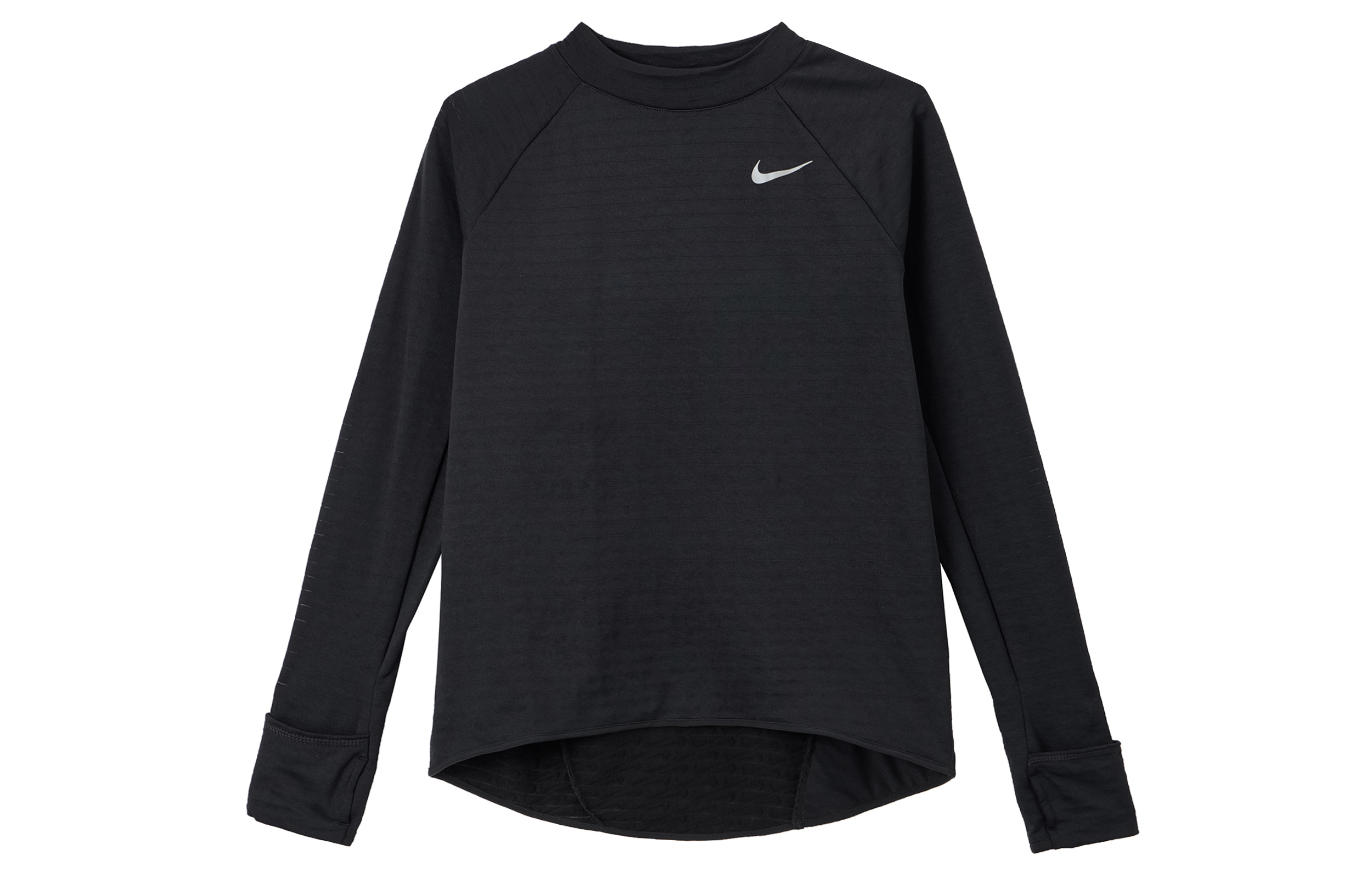 Nike Solid Color Fleece Lined Crew Neck Logo Micro Label Running Thumb Loop Crew Neck Long Sleeved Slim Fit Tight Fit