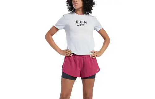 Reebok T Shirts Women's White Crew Neck Moderate Straight Fit