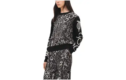 HERMES Sweaters Women's Black Crew Neck Moderate Other