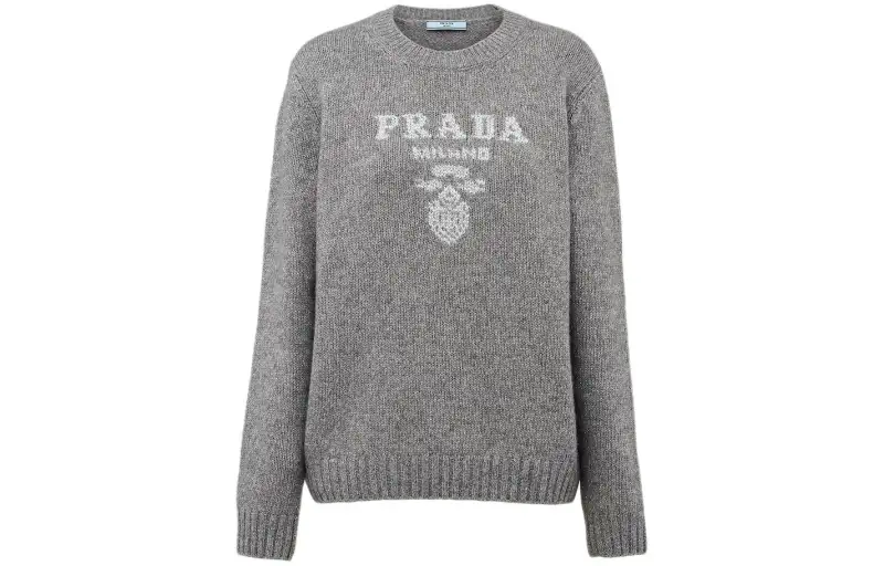 PRADA Logo intarsia Lamé Cashmere Jumper