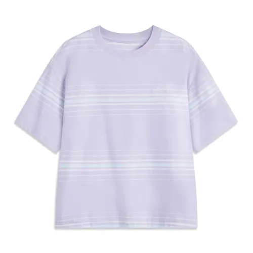 Li Ning Sports Life Collection T Shirt Women's Bad Little Purple/Ivory Stripes