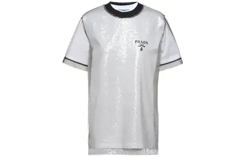 PRADA T Shirts Women's Black Crew Neck Moderate Straight Fit